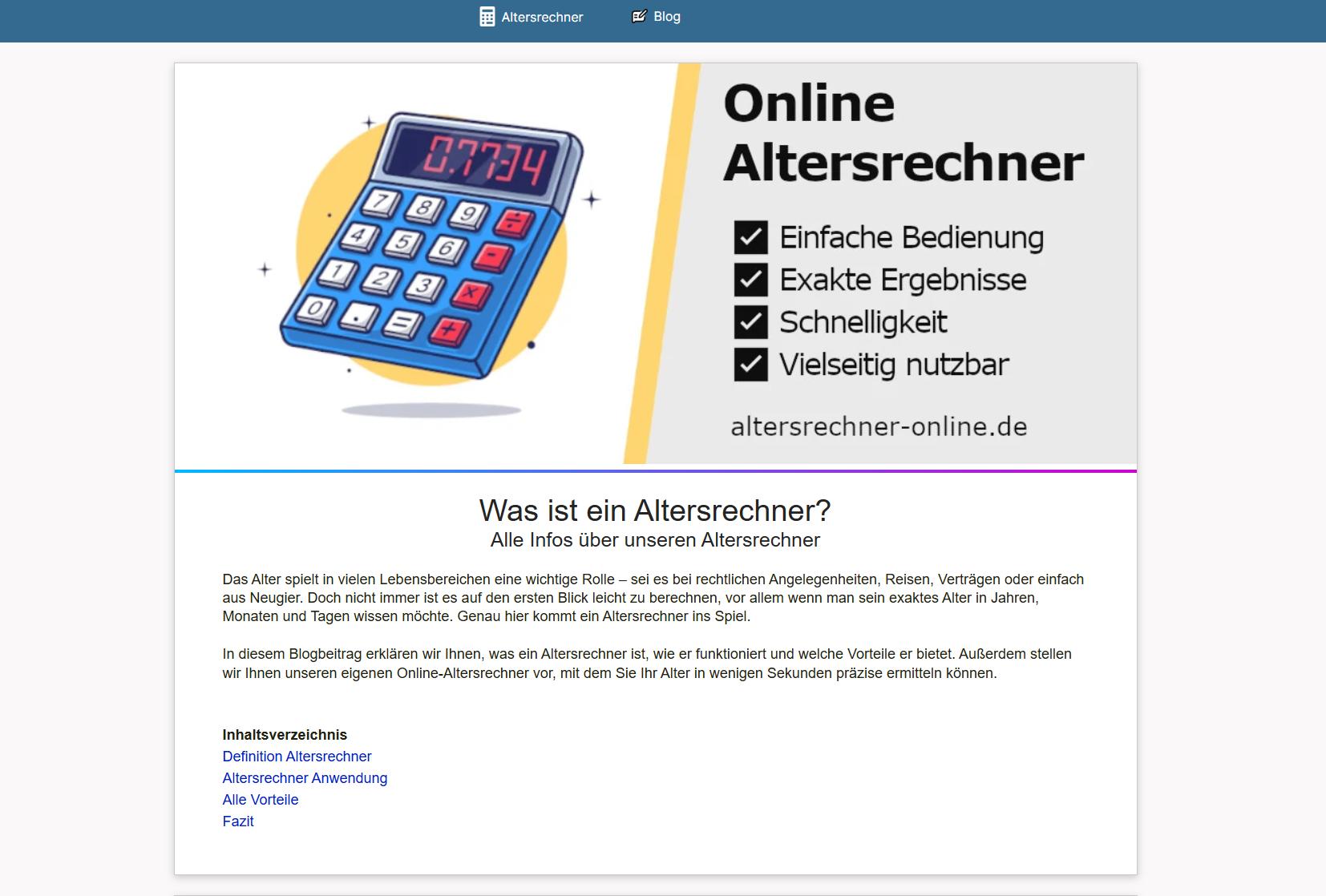 Details : Altersrechner - Alter berechnen