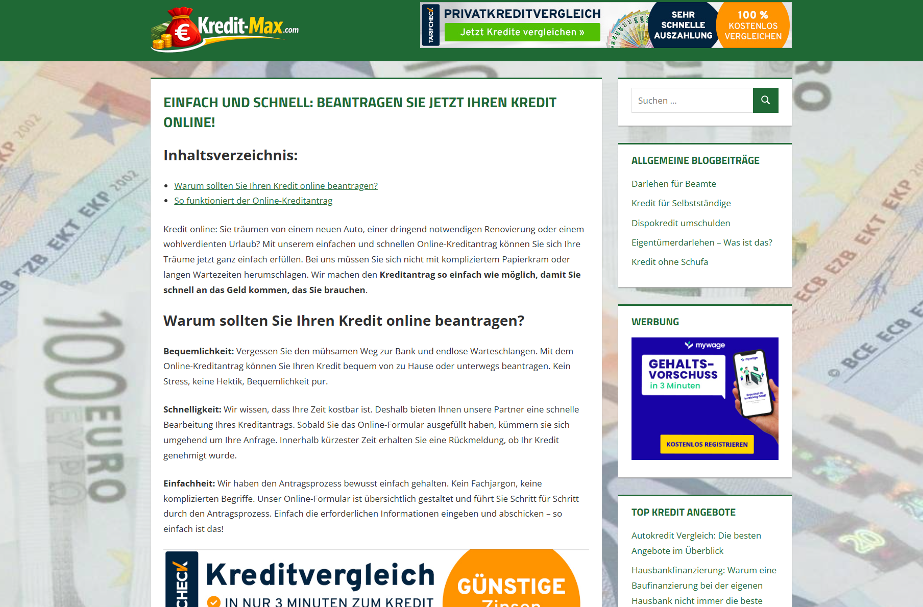 Details : Kredit online, einfach und schnell beantragen